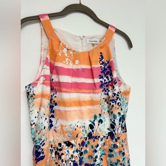 Calvin Klein Colorful Sleeveless Dress Orange White Pink Navy Blue Size 8 EUC​​ - Picture 3 of 5